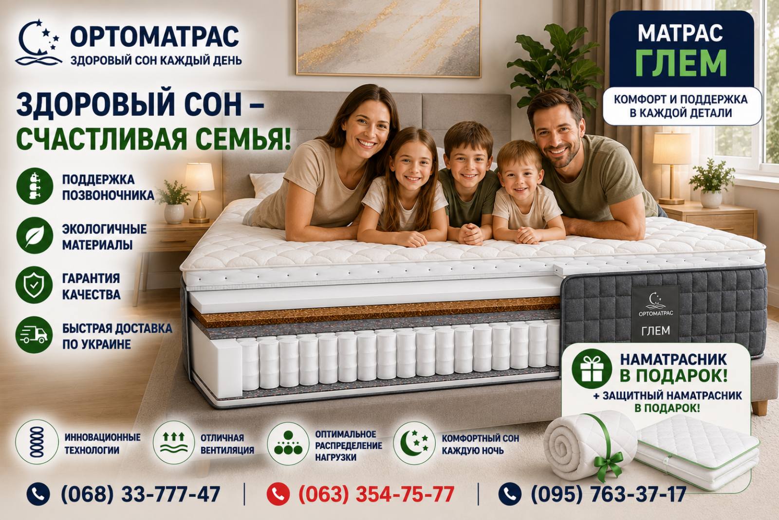 Шукаєте, де вигідно купити ортопедичний матрац? ✅ Ознайомтеся з відгуками покупців та актуальними цінами, щоб обрати ідеальну модель для здорового сну. Виробники пропонують якісні безпружинні варіанти, вироби з незалежними пружинами та кокосовою койрою для правильної підтримки хребта. Сучасні фабрики забезпечують оперативну доставку замовленої продукції у великі обласні центри та містечка по всій країні. Замовляйте надійні товари для відпочинку з доставкою в Київ, Львів, Одесу, Харків, Дніпро, Запоріжжя, Хмельницький або Вінницю й насолоджуйтеся комфортом щоночі.
