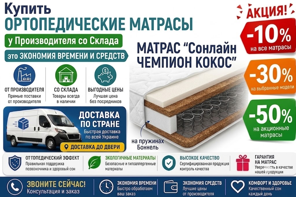 &diams; Жесткий матрас Сонлайн Чемпион Кокос создан для ценителей качественной ортопедической поддержки спины. В его основе лежит классический блок пружин Боннель, укрепленный натуральным кокосовым волокном и термовойлоком. Модель эффективно распределяет нагрузку, выдерживает большой вес и сохраняет форму годами. Это практичное и доступное решение для обустройства спального места, гарантирующее полноценный отдых и прекрасное самочувствие ежедневно.