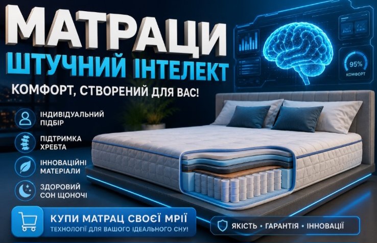 Купити пружинні та безпружинні матраци з штучним інтелектом 《АКЦІЯ》 можна у Києві, Харкові, Одесі, Дніпрі, Львові, Сумах, Полтаві, Чернігові, Запоріжжі, Кривому Розі та інших містах України ★ Ортопедичні матраци для комфортного сну доступні за акційними цінами від виробника. У каталозі &mdash; сучасні моделі з гарантією якості, позитивними відгуками покупців і швидкою доставкою по Україні. Великий вибір розмірів, наповнювачів та рівнів жорсткості допоможе легко підібрати матрац для дому, квартири чи дачі.